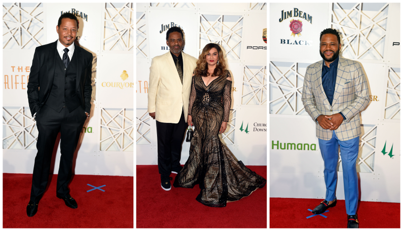 (l-r) Terrence Howard; Richard Lawson and Tina Knowles Lawson; and Anthony Anderson attend the Trifecta Gala on May 4, 2018.